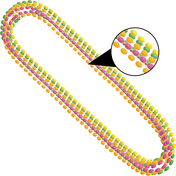 Amscan Neon Bead Necklaces - 30" - Stylish & Fun Accessory Perfect For Costume Parties, Festivals, School Events & More