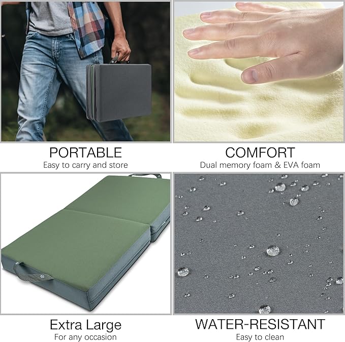 KI Store Garden Kneeling Pad Memory Form Knee Cushions for Gardening Extra Thick Knee Pad Water Resistant Prayer Pillow for Work Yoga Physical Therapy Olive Green