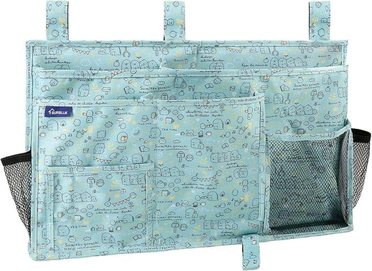 Surblue Bedside Caddy Hanging Bed Organizer Storage Bag Pocket for Bunk and Hospital Beds, College Dorm Rooms Baby Bed Rails, Camp 8 Pockets, (Large, Cartoon)