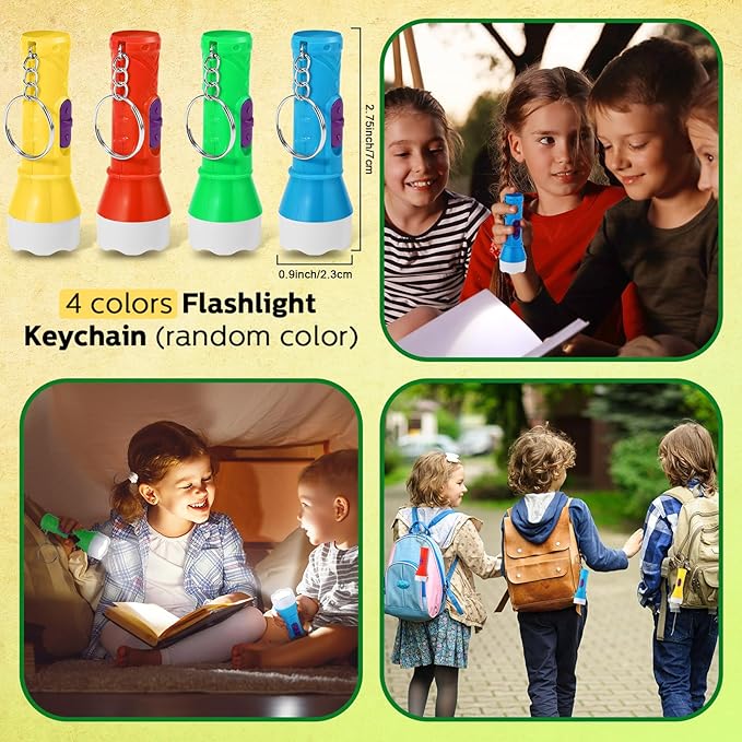 210 Pcs Camping Party Favors Camper Birthday Party Decoration Notepad Pencil Sharpener Eraser Badge Sticker Bracelet Compass Tag Keychain Flashlight Bag for Camping Theme Adventure Supplies