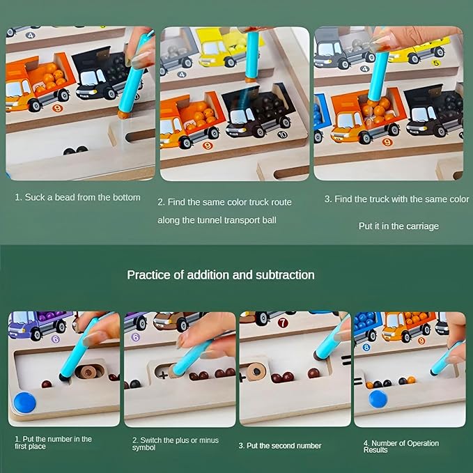 Olivia Magnetic Color & Number Maze - Montessori Wooden Puzzle Board, Educational - Toddler Fine Motor Skills Toys for Boys Girls 3 4 5 Years Old