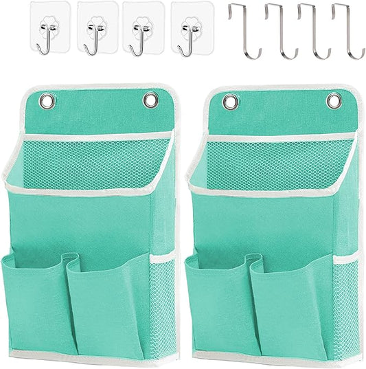 Hanging Basket for Organizing, Wall Organizer with Pockets and Over The Door Organizer，Can for Home, Closet, Office and Camper (2 Green)