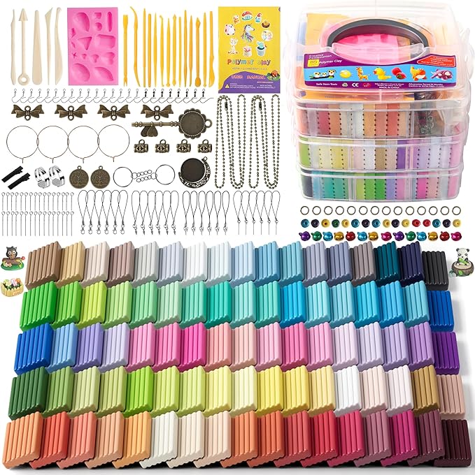 Aestd-ST Polymer Clay Kits, 85 Colors Oven Bake Modeling Clay for Kids, Non-Sticky Molding Clay with Sculpting Tools and DIY Accessories, Holiday Gift for Children and Artists.