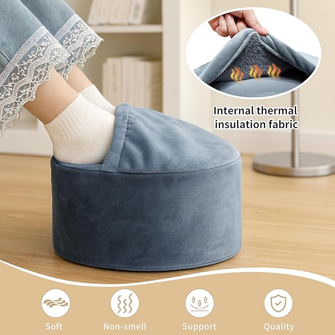 Eiury Foot Rest for Under Desk at Work – Extra Tall 2-Layer Adjustable Leg Support with Cozy Foot Pocket, High-Density Foam & Washable Dutch Velvet Cover for Short People, Office, Home & Gaming