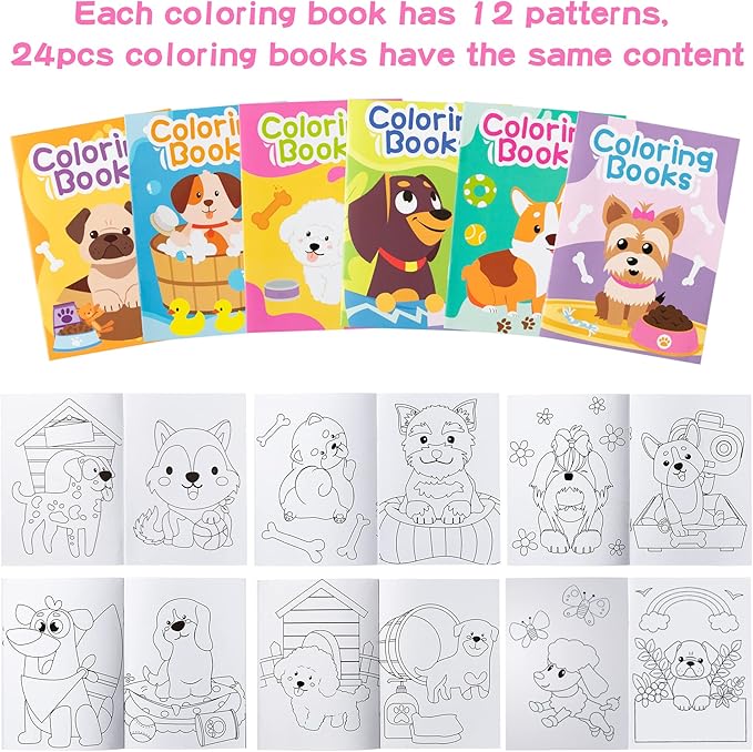 24PCS Puppy Theme Coloring Books Bulk for Kids Animal DIY Art Drawing Book with Corgi Doggy Patterns for Dog Birthday Party Favors Goodie Bag Filler School Classroom Rewards Prizes Supplies