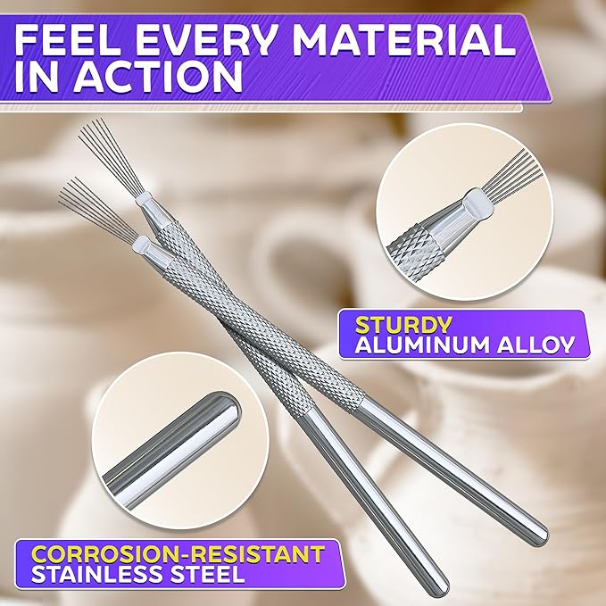 2Pcs Scoring Tool Pottery Carving Tools - Polymer Clay Tools Sculpting Kit Pottery Tools and Supplies Pottery Needle Tool Clay Sculpting Tools - Pottery Trimming Tools Clay Molding Tools Ceramic Tools