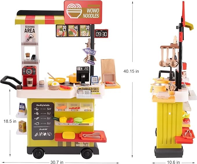 Kids Kitchen Play Set，Interactive Kids Kitchen Play Set with 88Pcs of Kitchen Toys，Realistic Sound Effects，and Simulated Functionality - Suitable for Toddlers (Yellow Kitchen Play Set)