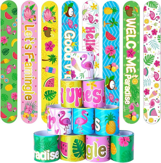 40 Pcs Flamingo Party Favors Beach Theme Bracelets Luau Party Supplies for Kids Summer Pool Pineapple Bracelets Wristbands Birthday Baby Shower Party Decorations