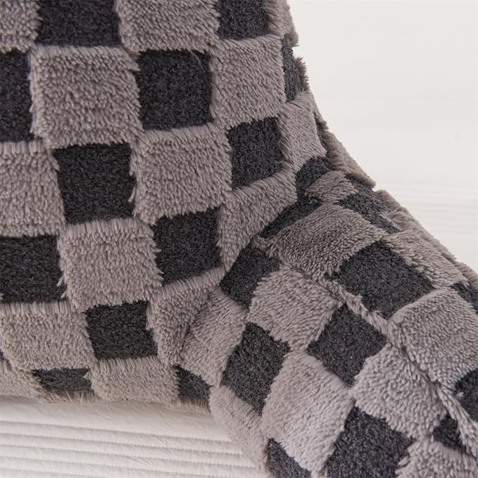 Aimuan Checkered Reading Pillow Bed Rest Wedge Backrest Checkerboard Pillow with Arms Back Support for Sitting Up in Bed Cushion Incline Rest Sleeping Snoring Pillow (Dark Grey,Standard)