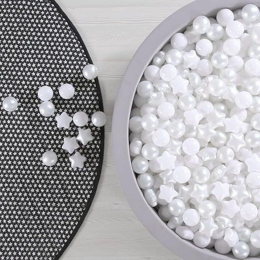 GOGOSO White Ball Pit Balls with Star Balls - Crushproof Plastic Balls for Babies Toddlers Kids Children for 1 2 3 4 5 Years Old,Friendship Bracelet,2.15inches 100pcs