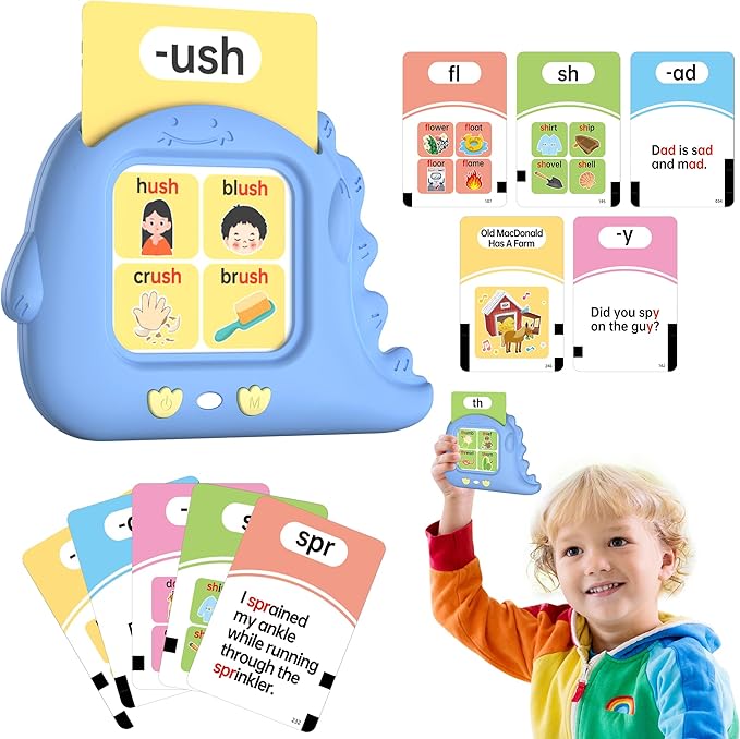 Phonics Talking Flash Cards for Toddlers 2-8, Digraphs CVC Blends Long Vowel Sounds Spelling Reading, Autism Toys, Montessori Toys with 252 Words, Preschool Kindergarten Language Learning Toys