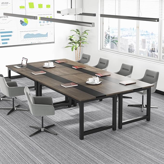 Tribesigns 63” Executive Desk, Large Office Computer Desk with Thicken Frame, Modern Simple Workstation Business Furniture for Home Office, Vintage Grey/Black