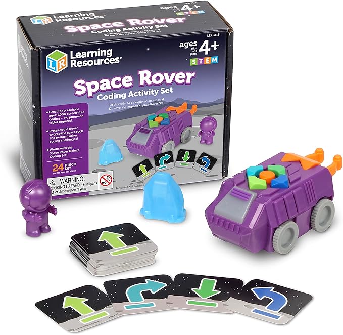 Learning Resources Space Rover Coding Set,23 Pieces, Ages 4+,Coding for Kids, Coding Toys, Kids STEM Toys, STEM Toys for Classroom,Space Toys,Astronaut Toys