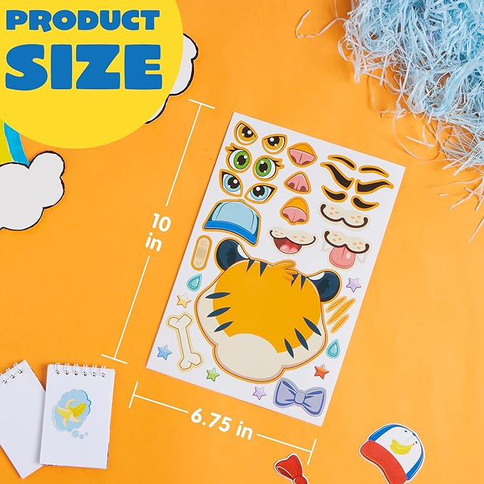JOYIN 90 PCS 9.8”x6.7 Make-a-face Sticker Sheets Make Your Own Animal Mix and Match Sticker Sheets with Safaris, Sea and Fantasy Animals Kids Party Favor Supplies Craft