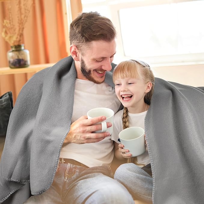 Special SG Glory Fleece Throw Blankets Bulk Fleece Blankets Solid Wholesale Lightweight Warm Soft for Pet Bed Sofa Couch Office Wedding Gifts Travel Seasons Grey and Pink 50x60 Inches Pack of 6