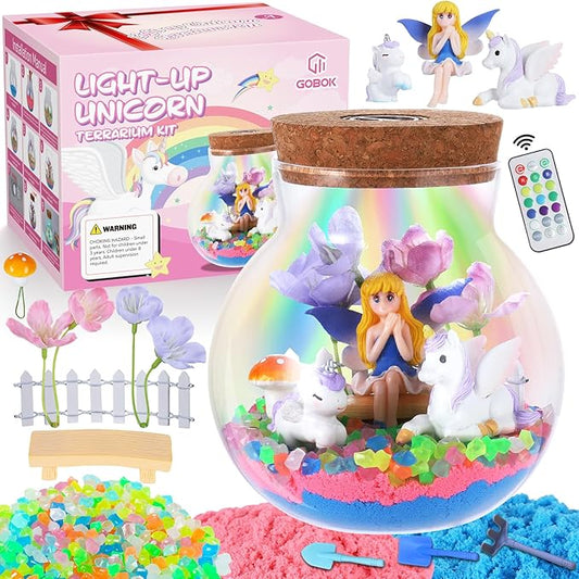Kids Unicorn Terrarium Crafts Kit, Remote Control 13-in-1 LED Night Light Up Color, Unicorn Birthday Gifts Toys for Girls, DIY Unicorn Arts Toys for Girls Ages 4 5 6 7 8 9 10 11 12 Year Old
