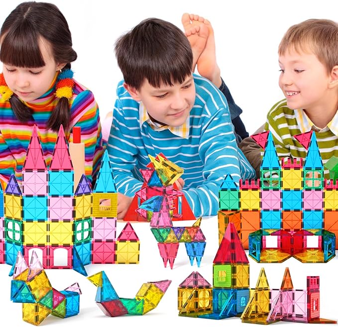 Jasonwell Magnetic Tiles Kids Magnetic Blocks Building Sets 3D Magnet Tile Building Blocks Toy Construction Educational STEM Toys Gifts for Toddlers Boys Girls 3 4 5 6 7 8 9 10 + Year Old