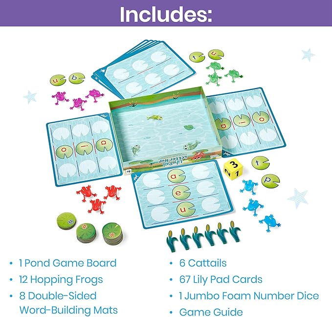 hand2mind Lily Pad Letter Hop, CVC Word Games, Sight Word Games, Fine Motor Skills Toys, Spelling Games, Word Making Games, Educational Board Games, Family Game Night, Kindergarten Learning Activities