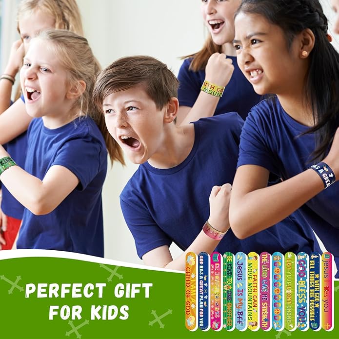 Jenaai Christian Slap Bracelets Religious Party Favors Bible Verses Bracelets Bulk Jesus Loves You Christian Crafts Sunday School Gifts Classroom Prizes