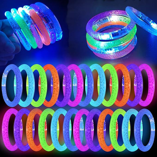 60 Pcs Glow In The Dark Bracelets, 6 Colors LED Bracelets Bulk Party Supplies for Kids and Adults, Glow Neon Party Favors Toys for Carnival Halloween Christmas Birthday Wedding