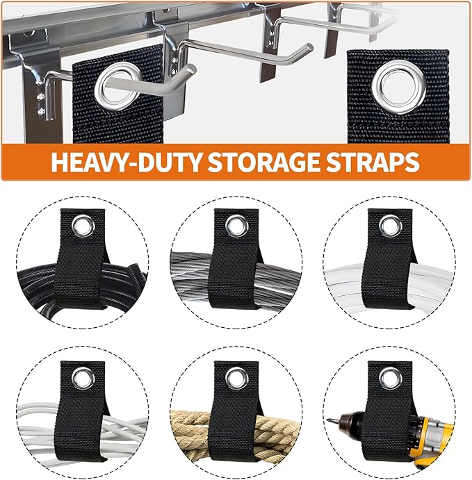 Heavy-Duty Extension Cord Holder 3-Pack, Two Sizes, Durable Nylon Cable Organizer Straps for Hanging Cables，Cords, Hoses, Ropes，Tools and Outdoor Organization