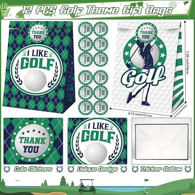 Erweicet Golf Party Favor 72 PCS Golf Theme Slap Bracelet DIY Stickers Temopory Tattoos Keychains Plastic Straws Gift Bags for Golf Birthday Party Sports Event Goodies Bags Filler