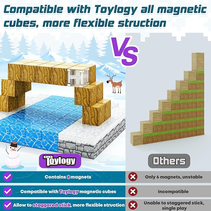 Magnetic Blocks-Build Mine Magnet World Frozen Edtion,Toys for Girls Age 3 4 5 6 7 8 Princess Castle STEM Sensory Kids Games Toys for Toddler Christmas Birthday Gifts for 3+ Years Old Girls & Boys