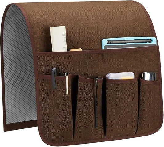 Sofa Armrest Organizer, Remote Control Holder for Recliner Couch, Arm Chair Caddy with 5 Pockets for Magazine, Tablet, Phone, iPad