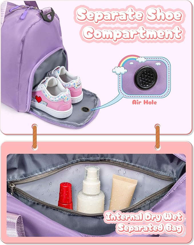 Customized Gifts for Daughter -Girl Gym Bag with Shoe Compartment, Kid Personalized Weekender Overnight Bags, Initial Travel Tote with Makeup Pouch, Sweet Girls Gift for Niece (Letter H)