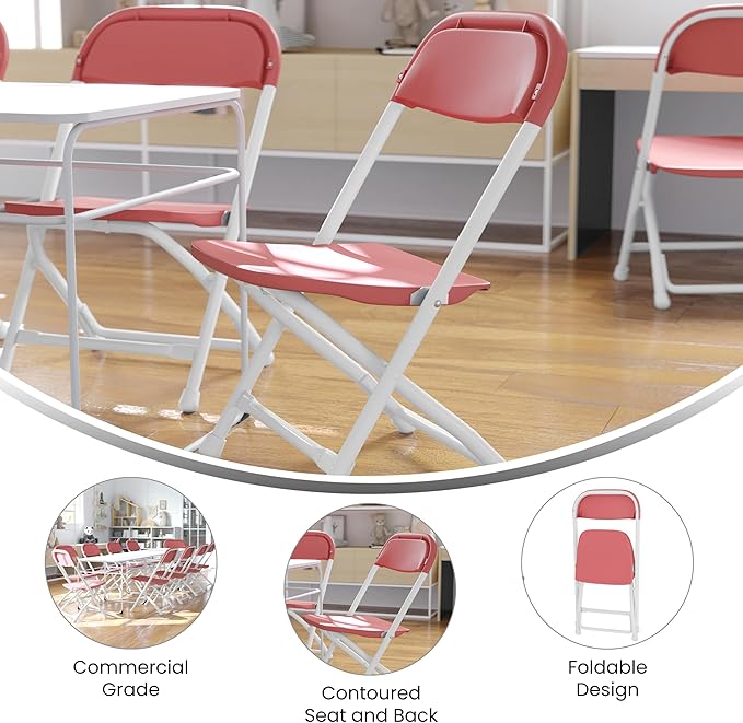 Flash Furniture 2 Pack Kids Burgundy Plastic Folding Chair