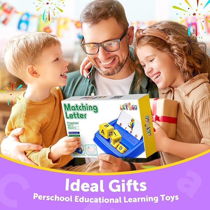 Educational Games for Kids Ages 3-8, Matching Letter Game for Kids Toys for 3-8 Year Olds Boys Girls Birthday Gifts for 3-8 Year Olds Girls Boys Preschool Kindergarten Educational Spelling Toys Purple