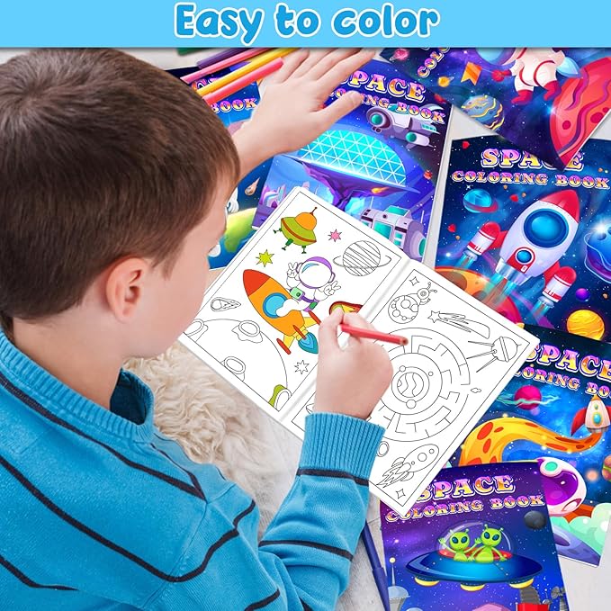 24 Pack Outer Space Coloring Book for Kids Astronaut Alien Rocket Coloring Book Bulk Space Drawing Books Galaxy Activity Books for Solar System Birthday Planet Party Decor Goodie Bag Gift Stuffer