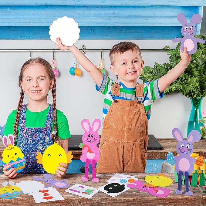 30 Sets Easter Crafts for Kids DIY Easter Bunny Clothespin Craft Eggs Chick Sheep DIY Kits Funny Easter Activities for Kids Home Classroom Easter Spring Party Favor