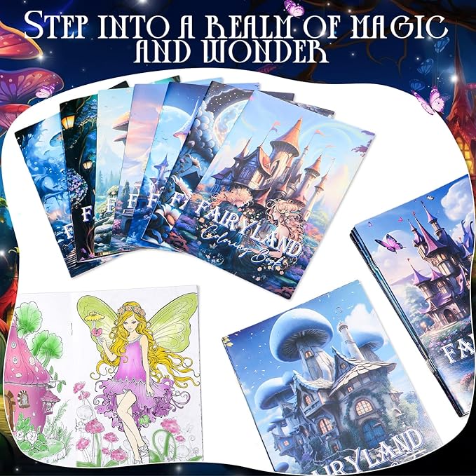 Coloring Book for Adult Coloring Book Bulk, DIY Art Coloring Book for Adult Drawing Book with Flower Words for Party Favors Goodie Bag Filler(24 Pcs,Fairyland)