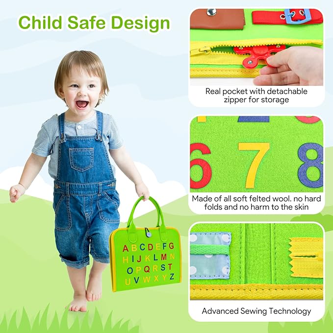 Busy Board Montessori Toys for 1 2 3 4 Years Old, Toddler Toys, Autism Sensory Toys, Preschool Learning Educational Toys Activities for Toddlers 1-3, Travel Toys Gifts for Boys Girls