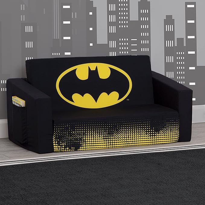 Batman Cozee Flip-Out Sofa - 2-in-1 Convertible Sofa to Lounger for Kids by Delta Children