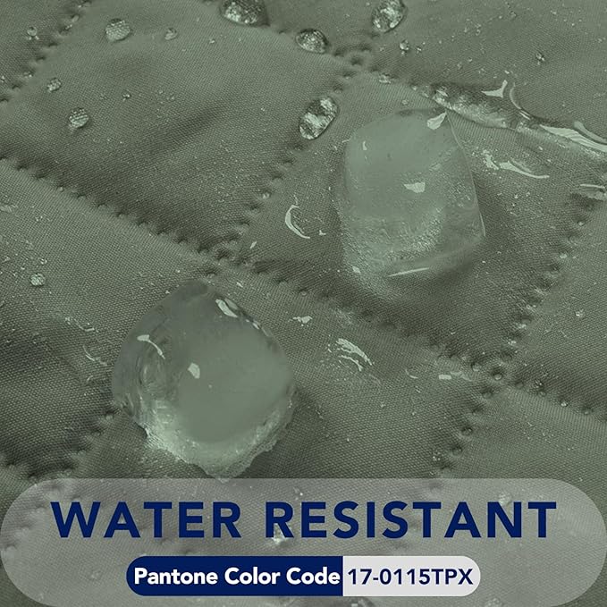 PureFit Reversible Quilted Sofa Cover, Water Resistant Slipcover Furniture Protector, Washable Couch Cover with Non Slip and Elastic Straps for Kids, Dogs, Pets (Oversized Chair, Greyish Green/Beige)