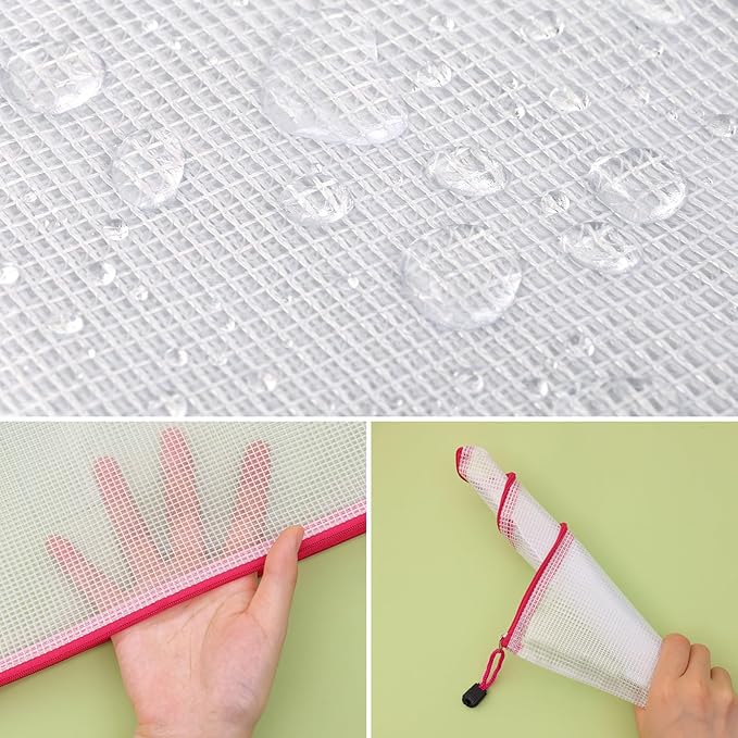 EOOUT 8pcs Mesh Zipper Pouch - 8 Sizes Waterproof Zipper Bags, 8 Colors Waterproof Plastic for Travel Storage, Office Appliances