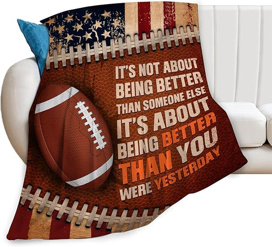 Football Throw Blanket Football Sports Lover Gifts for Men Ground American Football Decor Blankets Soft Cozy Fleece Plush Warm Flannel Bedding Blanket for Boys Kids Teens Adults Couch Travel 40"X50"