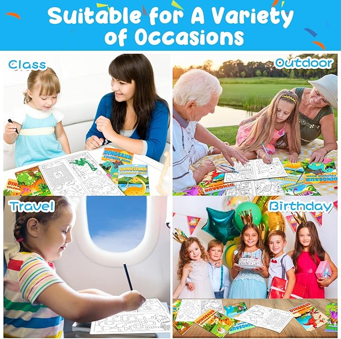 24 Pieces Dinosaur Mini Coloring Books for Kids Party Favors Dino Drawing Activity Book Bulk Small Coloring Book for Boys Girls Birthday Gift Jurassic Party Goodie Bag Stuffer Classroom Supplies