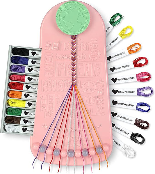 Choose Friendship My Friendship Bracelet Maker, 20 Pre-Cut Threads (Craft Kit/Kids Jewelry Kit) - Blush Pink