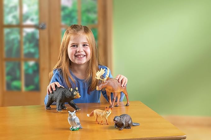 Learning Resources Jumbo Forest Animals - 5 Pieces, Ages 3+ Pretend Play Animals for Toddlers, Preschool Learning Toys, Kids Play Animal Figures, Zoo Animals