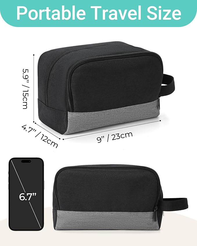 Elviros Travel Toiletry Bag for Men Hanging Dopp Kit Shaving Bag Toiletries Organizer Small Tool Medicine Hygiene Bag for Traveling Pouch(Dark Grey,Large)