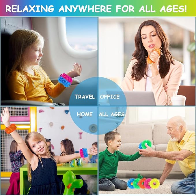 5 Packs Squishy Fidget Soft Bracelets Toys,Silicone Fuzzy Band Sensory Stringy Bracelet for Kids and Adults