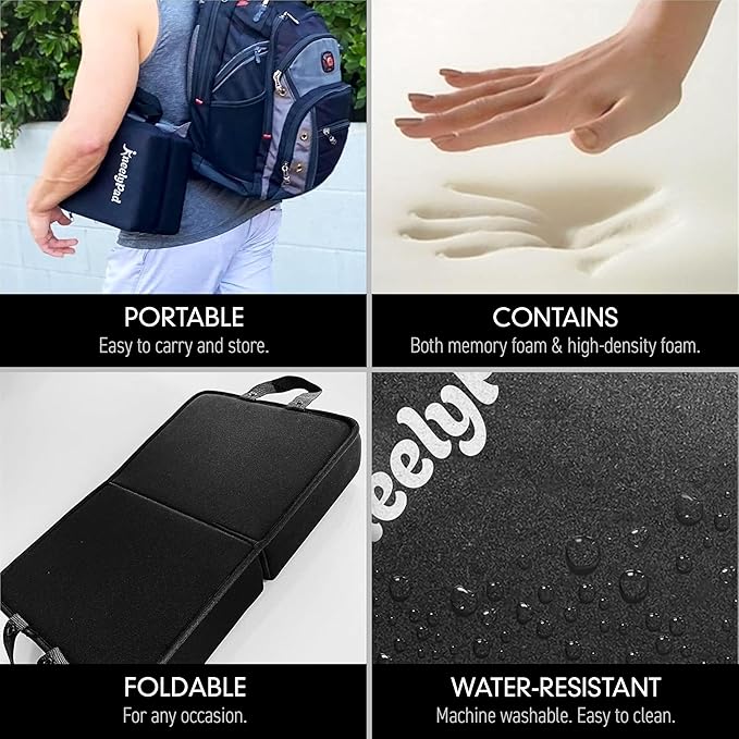 KneelyPad by Kneely | Kneeling Pad for Gardening, Exercise, Cleaning, & Mechanic Work | Extra Thick Memory Foam Knee Cushion for Gardening & More with Washable Cover | Foldable Knee Pad with Handle
