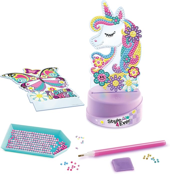 Canal Toys Style 4 Ever Diamond Art Unicorn or Butterfly Lamp Set. Bead up The Unicorn and Butterfly, Then swap Out on The Light up Base. Age 6+
