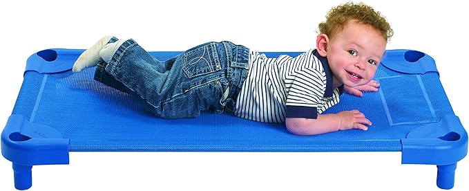 Children’s Factory Value Line Fully Assembled Toddler Cot for Sleeping, Naptime, Preschool, Daycare Furniture, Blue