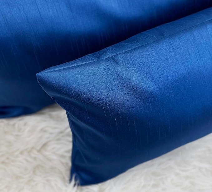 Aiking Home 12x24 Inches Faux Silk Rectangular Throw Pillow Cover, Zipper Closure, Royal (Set of 2)