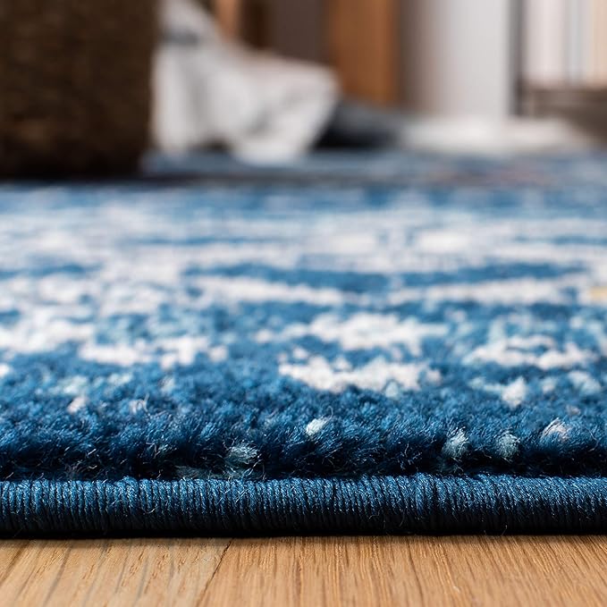 SAFAVIEH Amsterdam Collection Accent Rug - 3' x 5', Navy & Turquoise, Moroccan Boho Design, Non-Shedding & Easy Care, Ideal for High Traffic Areas in Entryway, Living Room, Bedroom (AMS108M)
