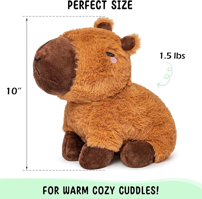 Capybara Microwavable & Weighted Stuffed Animals - 1.5 Lbs Unscented Heating Pad for Period Cramps Pain Relief and Anxiety, Cute Capybara Plush Toys Gifts for Women Girls Adults and Kids by Happy Fuel